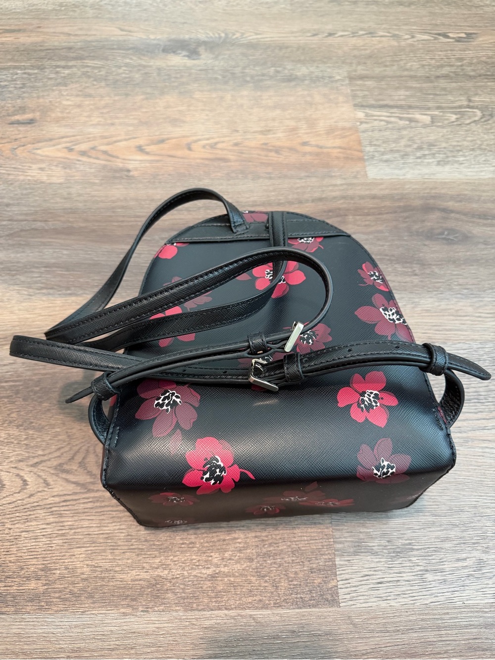 Kate Spade New York Perry Small Backpack Black Dancing Blooms Floral Print - Picture 6 of 11